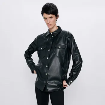 Trendy Fashion Faux Leather Shirt Women Fashion PU Leather Shirt Woman Spring Autumn Long Sleeve Office Lady Shirts Top Blusas
Trendy Fashion Faux Leather Shirt Women Fashion PU Leather Shirt Woman Spring Autumn Long Sleeve Office Lady Shirts Top Blusas