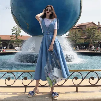 Autumn Women Tank Casual Long Jean Dress Fall Female Tunic Big Hem A-Line Dress V Neck Single Breasted Denim Dress
Autumn Women Tank Casual Long Jean Dress Fall Female Tunic Big Hem A-Line Dress V Neck Single Breasted Denim Dress