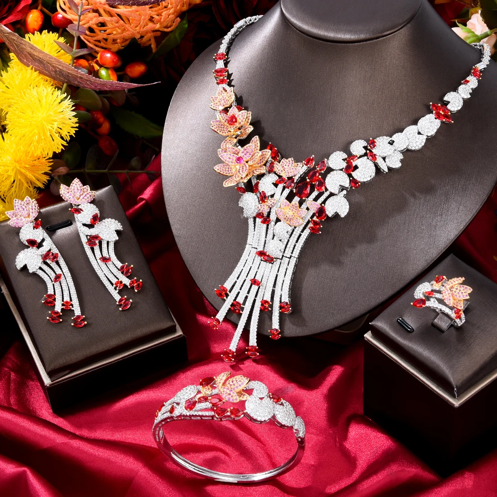 

Missvikki известный бренд Роскошные африканские очаровательные красные CZ Ожерелье Ювелирные наборы для женщин вечерние циркон женские свадебные ювелирные наборы