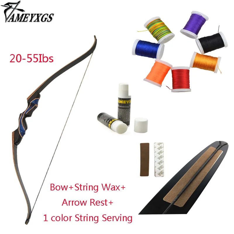 56 inch Archery Recurve Bow 20-55 lbs Hunting Bow With String Serving String Wax Arrow Rest Outdoor Shooting Accessories
56 inch Archery Recurve Bow 20-55 lbs Hunting Bow With String Serving String Wax Arrow Rest Outdoor Shooting Accessories