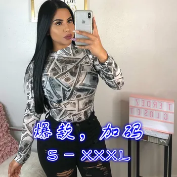 African nation dollar bill printed long-sleeved pullover top 
African nation dollar bill printed long-sleeved pullover top