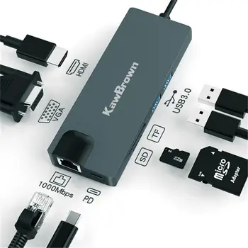 8 in 1 Type C Hub USB C to HDMI VGA USB 3.0 Ports SD/TF Reader RJ45 1000M USB-C Power Delivery for MacBook Pro 3.1 Spli
8 in 1 Type C Hub USB C to HDMI VGA USB 3.0 Ports SD/TF Reader RJ45 1000M USB-C Power Delivery for MacBook Pro 3.1 Spli