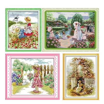 Garden Girl Series DIY 14CT printed parterns Cross Stitch kits DMC fabric on canvas Chinese Embroidery sets for Home decorations 
Garden Girl Series DIY 14CT printed parterns Cross Stitch kits DMC fabric on canvas Chinese Embroidery sets for Home decorations