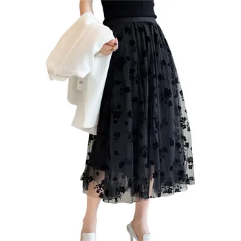 Women Elegant Floral Tulle Mesh Skirts Spring Elastic High Waist Flower Print Overlay Layered A Line Midi Skirt Female Clothes
Women Elegant Floral Tulle Mesh Skirts Spring Elastic High Waist Flower Print Overlay Layered A Line Midi Skirt Female Clothes