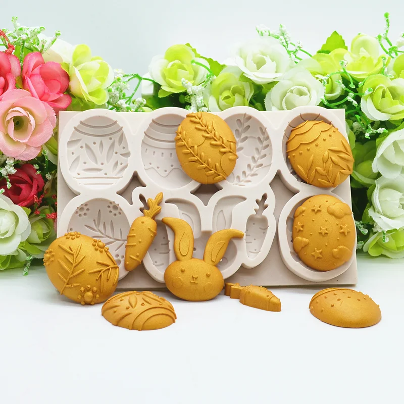 

Silicone Mold Cute Rabbit Fondant Carrot Egg Cake Decorating Tools Chocolate Cookies Moulds For Baking DIY Accessories