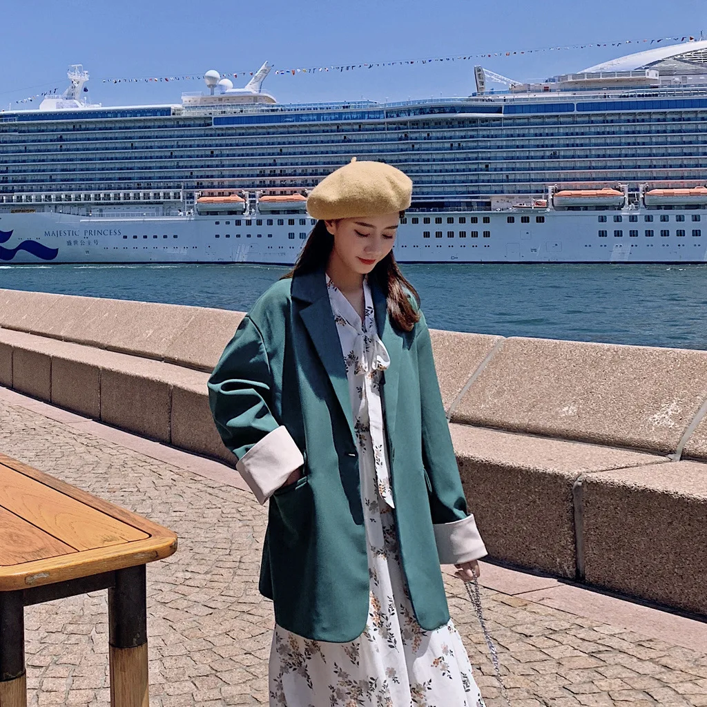 2019 Spring Korean-style Retro Suit Women's CHIC Online Celebrity Revers Contrast Color Small Suit Coat Casual Students Loose-Fi
2019 Spring Korean-style Retro Suit Women's CHIC Online Celebrity Revers Contrast Color Small Suit Coat Casual Students Loose-Fi