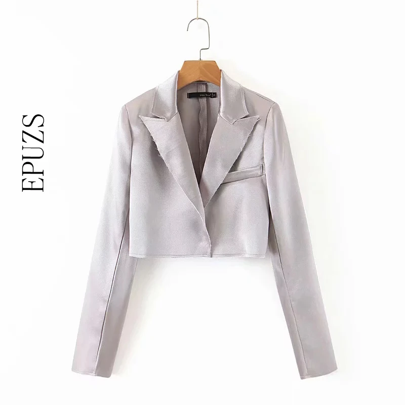 Fashion women blazers and jackets sexy satin singe button short blazer coat party slim suit jacket korean blazer femme 2019
Fashion women blazers and jackets sexy satin singe button short blazer coat party slim suit jacket korean blazer femme 2019