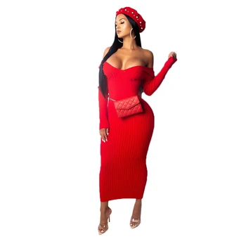 2020 Winter Ladies Sexy V-neck Knitted Dress Off Shoulder Women Solid Long Sleeve Slim Long Skirt for Shopping Travel Dating
2020 Winter Ladies Sexy V-neck Knitted Dress Off Shoulder Women Solid Long Sleeve Slim Long Skirt for Shopping Travel Dating