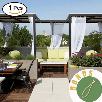 NICETOWN Outdoor Linen Look Drape Curtain with Rope Water Resistant Tab Top White Semi-Sheer Voile Drape for Beach Garden Gazebo
NICETOWN Outdoor Linen Look Drape Curtain with Rope Water Resistant Tab Top White Semi-Sheer Voile Drape for Beach Garden Gazebo