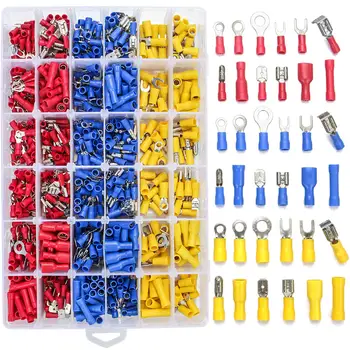 840PCS Electrical Wire Connectors, Insulated Wire Crimp Terminals, Mixed Butt Ring Fork Spade Bullet Quick Disconnect Assortment
840PCS Electrical Wire Connectors, Insulated Wire Crimp Terminals, Mixed Butt Ring Fork Spade Bullet Quick Disconnect Assortment