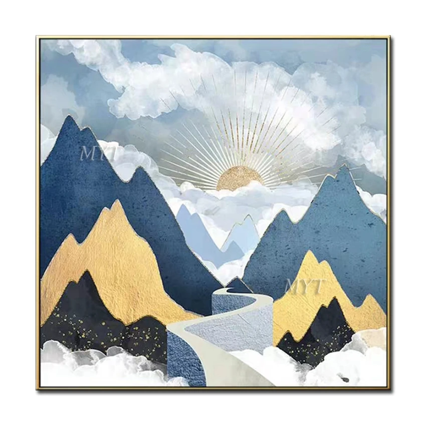 Картина маслом Sun Mountain живопись с анимацией ручная роспись настенное искусство