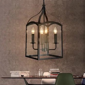 Industrial wind Loft lamp iron glass box candle box pendant lights American rustic living room bedroom lamp Restaurant lights
Industrial wind Loft lamp iron glass box candle box pendant lights American rustic living room bedroom lamp Restaurant lights