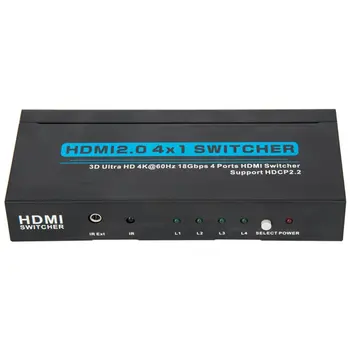 Hdmi2.0 Four Input and One Output Switcher Hdmi2.0 3D 4kx2k@60hz Hdcp2.2 Switcher Hdmi Splitter for Hdtv Dvd Tv Box T-304E Black
Hdmi2.0 Four Input and One Output Switcher Hdmi2.0 3D 4kx2k@60hz Hdcp2.2 Switcher Hdmi Splitter for Hdtv Dvd Tv Box T-304E Black