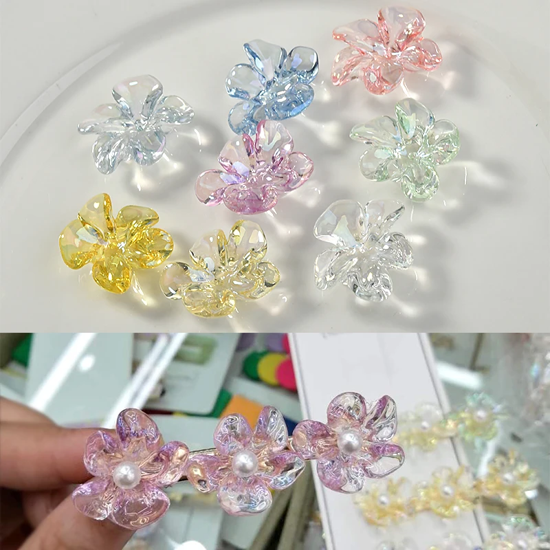 

Transparent Acrylic-Based Resin Flower DIY Handmade Ear Stud Hairpin Ornament Material Accessories 10pcs