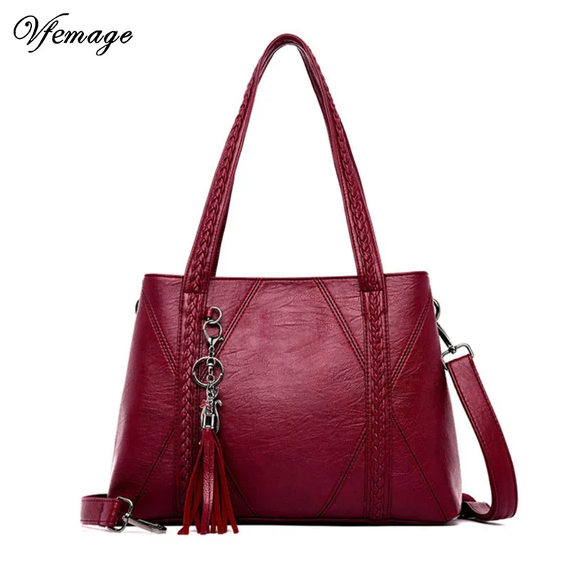 Фото Кожаные дизайнерские сумки Vfemage женские женская сумка вместительная через плечо