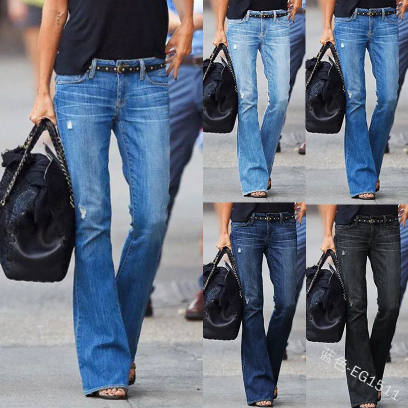 WEPBEL New Fashion Women Casual Skinny Denim Washed Slim Fit Ripped Bootcut Bell Jeans Plus Size S-3XL 
WEPBEL New Fashion Women Casual Skinny Denim Washed Slim Fit Ripped Bootcut Bell Jeans Plus Size S-3XL