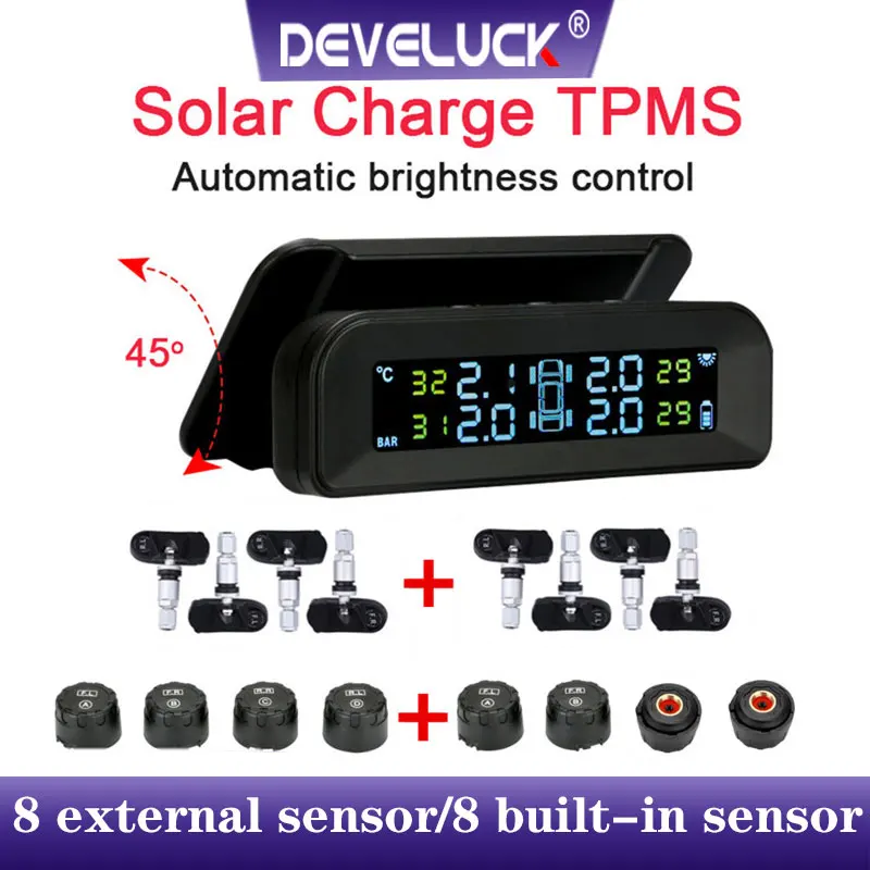 TPMS Original Wireless HD Solar Charge Car Tire Pressure Alarm Monitor System Display Turn On with Vibration with 4/5/8 Sensors
TPMS Original Wireless HD Solar Charge Car Tire Pressure Alarm Monitor System Display Turn On with Vibration with 4/5/8 Sensors