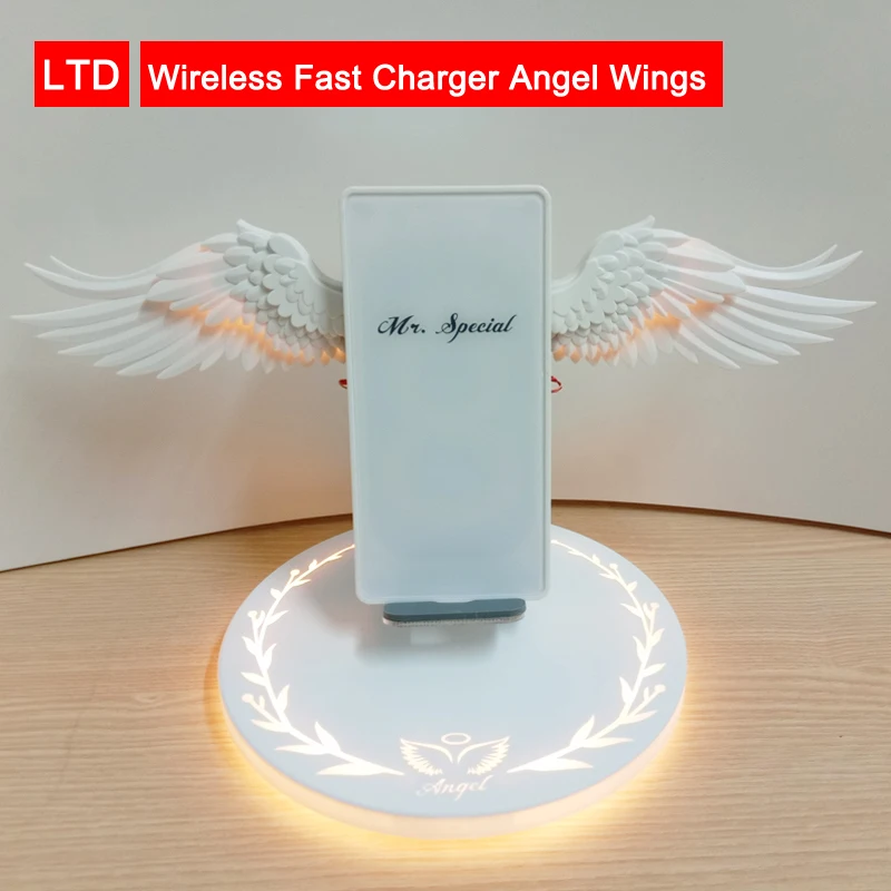 Qi Wireless Fast Charger Angel Wings 10W Night Light Mobile Phone Wireless Charger for Android Apple Type C USB Fast Charging
Qi Wireless Fast Charger Angel Wings 10W Night Light Mobile Phone Wireless Charger for Android Apple Type C USB Fast Charging