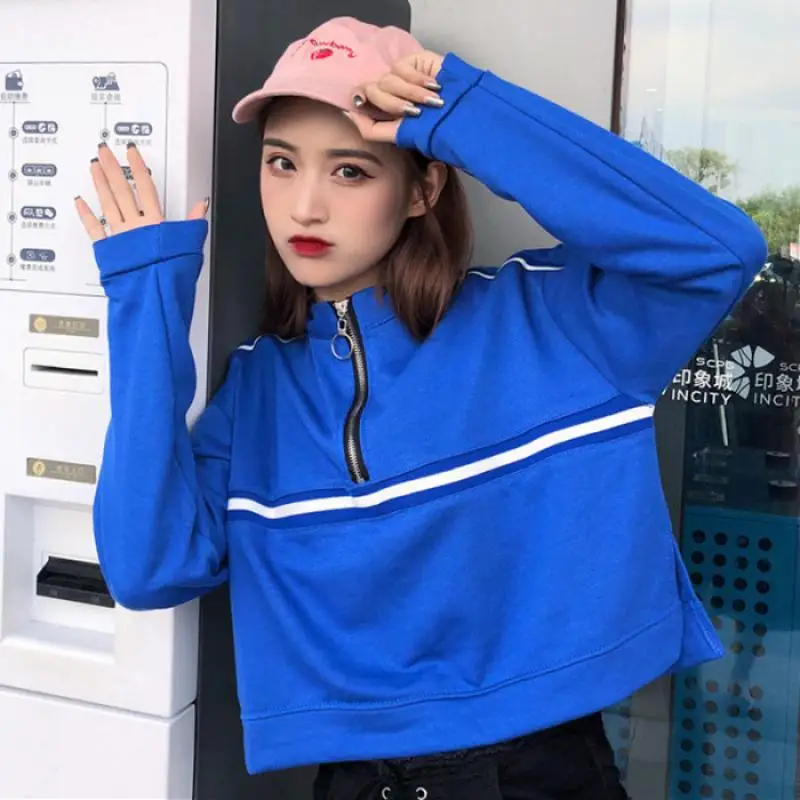 Autumn Women Sweatshirts Loose Solid Color Long Sleeve Short Sweatshirts Femme School Casual Half High Collar Sweatshirts
Autumn Women Sweatshirts Loose Solid Color Long Sleeve Short Sweatshirts Femme School Casual Half High Collar Sweatshirts