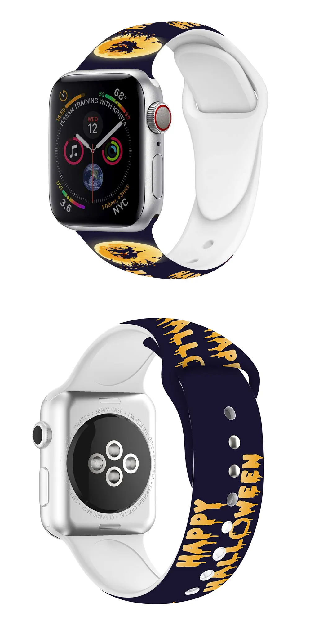 Bracelet d'halloween pour Apple Watch, en Silicone, 44mm 42mm, 38mm 40mm, pour Iwatch série 6 SE 5 4 3 2, nouvelle collection Bracelet d'halloween pour Apple Watch, en Silicone, 44mm 42mm, 38mm 40mm, pour Iwatch série 6 SE 5 4 3 2, nouvelle collection