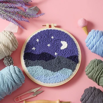 Starry Night DIY Punch Needle Embroidery Kit with Hoop Cross Stitch Set for Beginner Handmade Sewing Craft Home Decor Gift
Starry Night DIY Punch Needle Embroidery Kit with Hoop Cross Stitch Set for Beginner Handmade Sewing Craft Home Decor Gift