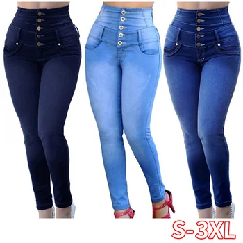 High Waist Women Jeans Buttons Female Pant Slim Elastic Plus Size Stretch Jeans Plus Size Denim Blue Skinny Pencil Pant
High Waist Women Jeans Buttons Female Pant Slim Elastic Plus Size Stretch Jeans Plus Size Denim Blue Skinny Pencil Pant