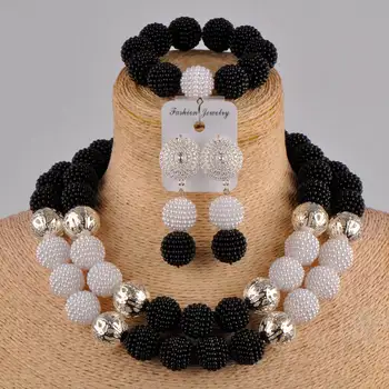 black and white african beads simulated pearl costume necklace african set nigerian wedding jewelry set ZZ11 
black and white african beads simulated pearl costume necklace african set nigerian wedding jewelry set ZZ11
