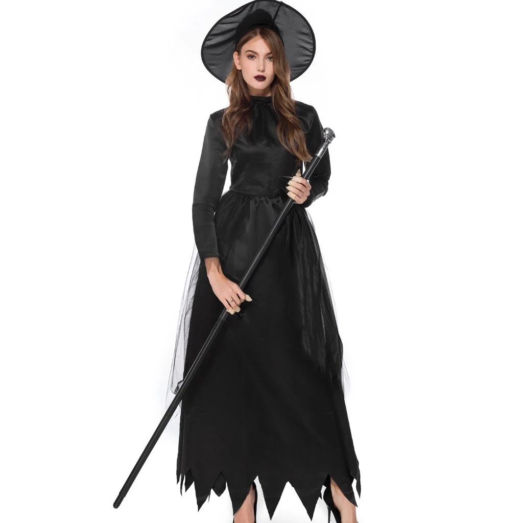Halloween dress Cosplay Costumes Vampire Witch Costume Women Medieval Victorian Masquerade Costume Black Fancy Maxi Dress 902