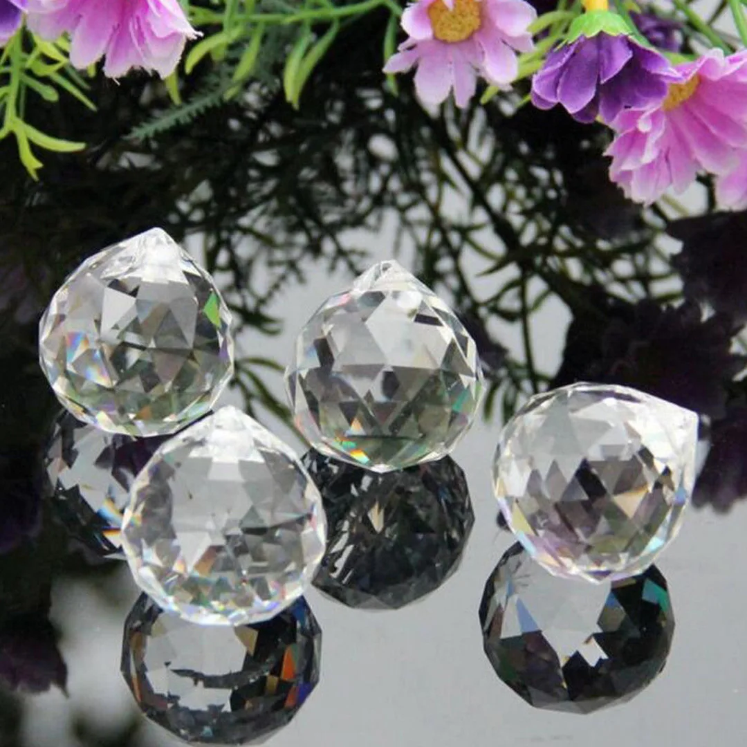 5 Size Clear Feng Shui Hanging Crystal Ball Sphere Prism Faceted Sun Catcher