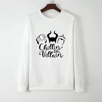 Spring Autumn Chillin' like a Villain Print Maleficent Hip Hop Bluza Damska Funny Hoodie Sweatshirt Women Coat Femme Pullovers