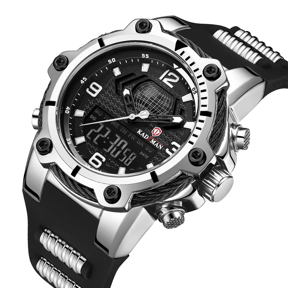 KADEMAN Sports Watches Men's Luminous Waterproof LED Dual Display Watches Male Military Chronograph Alarm Quartz Clock Student
KADEMAN Sports Watches Men's Luminous Waterproof LED Dual Display Watches Male Military Chronograph Alarm Quartz Clock Student