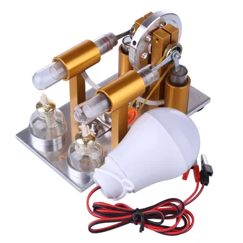 Two-Cylinder Stirling Engine Model Physics Experiment Generator Model (Random Color Of Bulb) For Children Education Toys -Golden
Two-Cylinder Stirling Engine Model Physics Experiment Generator Model (Random Color Of Bulb) For Children Education Toys -Golden