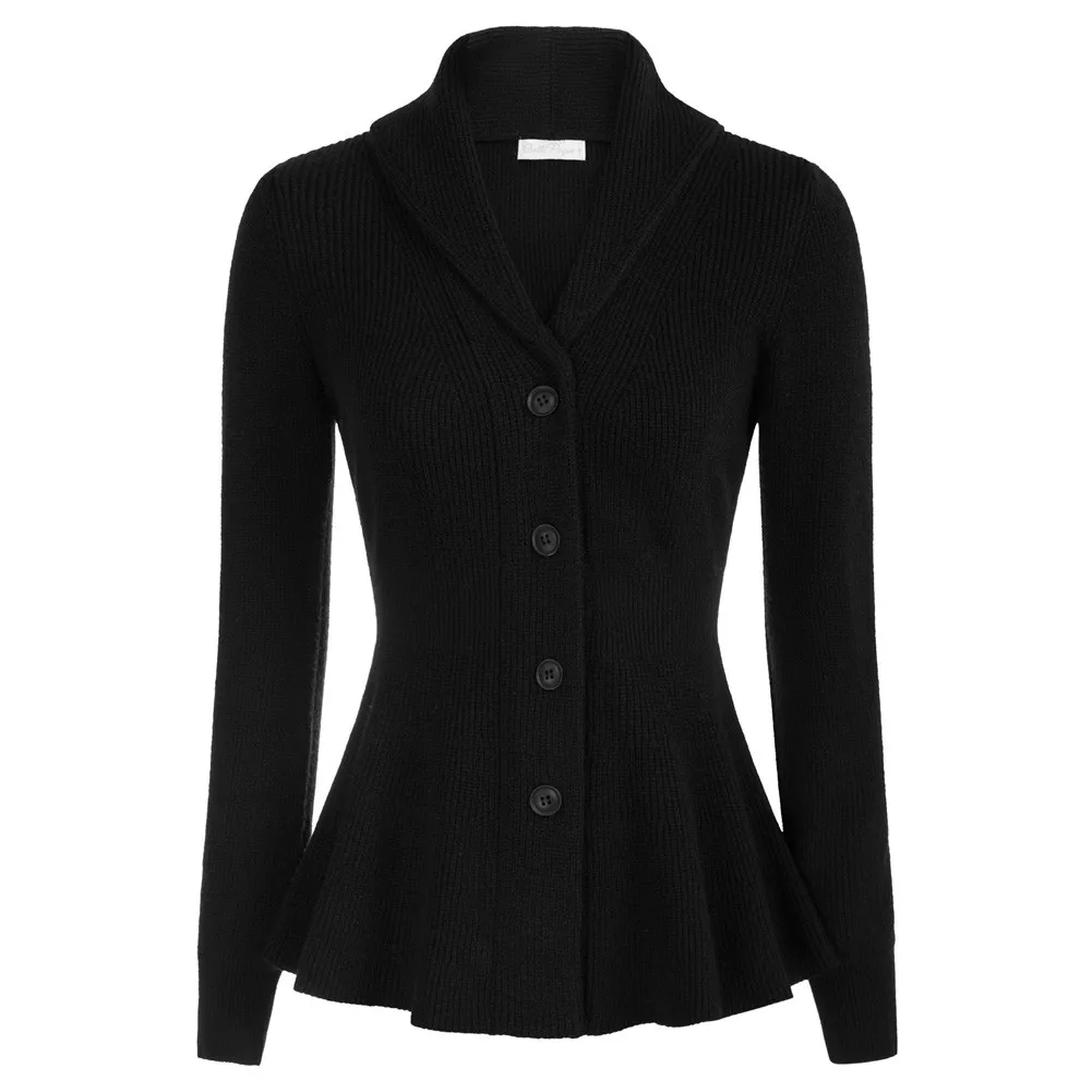 Belle Poque Women Vintage Cardigan Sweater Shawl Lapel Button Down Sweater Outwear Solid Coat Peplum Hem Cardigan Sweater A30
Belle Poque Women Vintage Cardigan Sweater Shawl Lapel Button Down Sweater Outwear Solid Coat Peplum Hem Cardigan Sweater A30