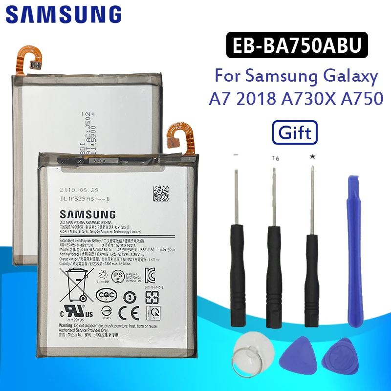 SAMSUNG Original Phone Battery EB-BA750ABU For Samsung Galaxy A7 2018 version A730x A750 SM-A730x 3300mAh Batteries + Tools 
SAMSUNG Original Phone Battery EB-BA750ABU For Samsung Galaxy A7 2018 version A730x A750 SM-A730x 3300mAh Batteries + Tools