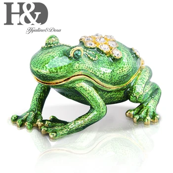 H&D Green Drill Frog Trinket Boxes Crystal Jeweled Handpainted Animal Figurine Collectible Hinged Jewelry Box Keepsake Xmas Gift 
H&D Green Drill Frog Trinket Boxes Crystal Jeweled Handpainted Animal Figurine Collectible Hinged Jewelry Box Keepsake Xmas Gift