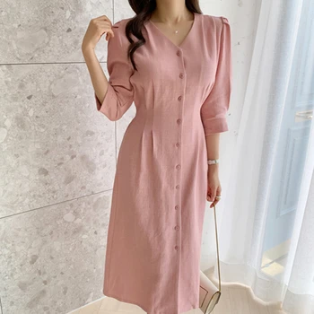 New 2019 Women Long Dresses Spring Summer Linen Lace Up Bow Empire Prairie Chic Slim Elegant Pink Solid Dress
New 2019 Women Long Dresses Spring Summer Linen Lace Up Bow Empire Prairie Chic Slim Elegant Pink Solid Dress