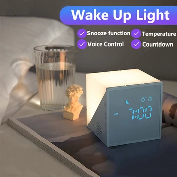 Wake Up Light Digital LED Alarm Clock with Temperature Voice Control Snooze Function LED Table Clock Countdown Electronic Clocks
Wake Up Light Digital LED Alarm Clock with Temperature Voice Control Snooze Function LED Table Clock Countdown Electronic Clocks