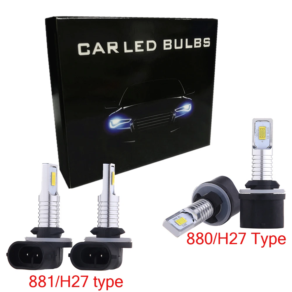 

2Pcs H27/880/881 LED Car Headlight Bulbs Fog Light Super Mini 80W 6000K 12000Lm H1 H3 H4/HB2 H7 9005/HB3 9006/HB4 H8 H9 H11 5202