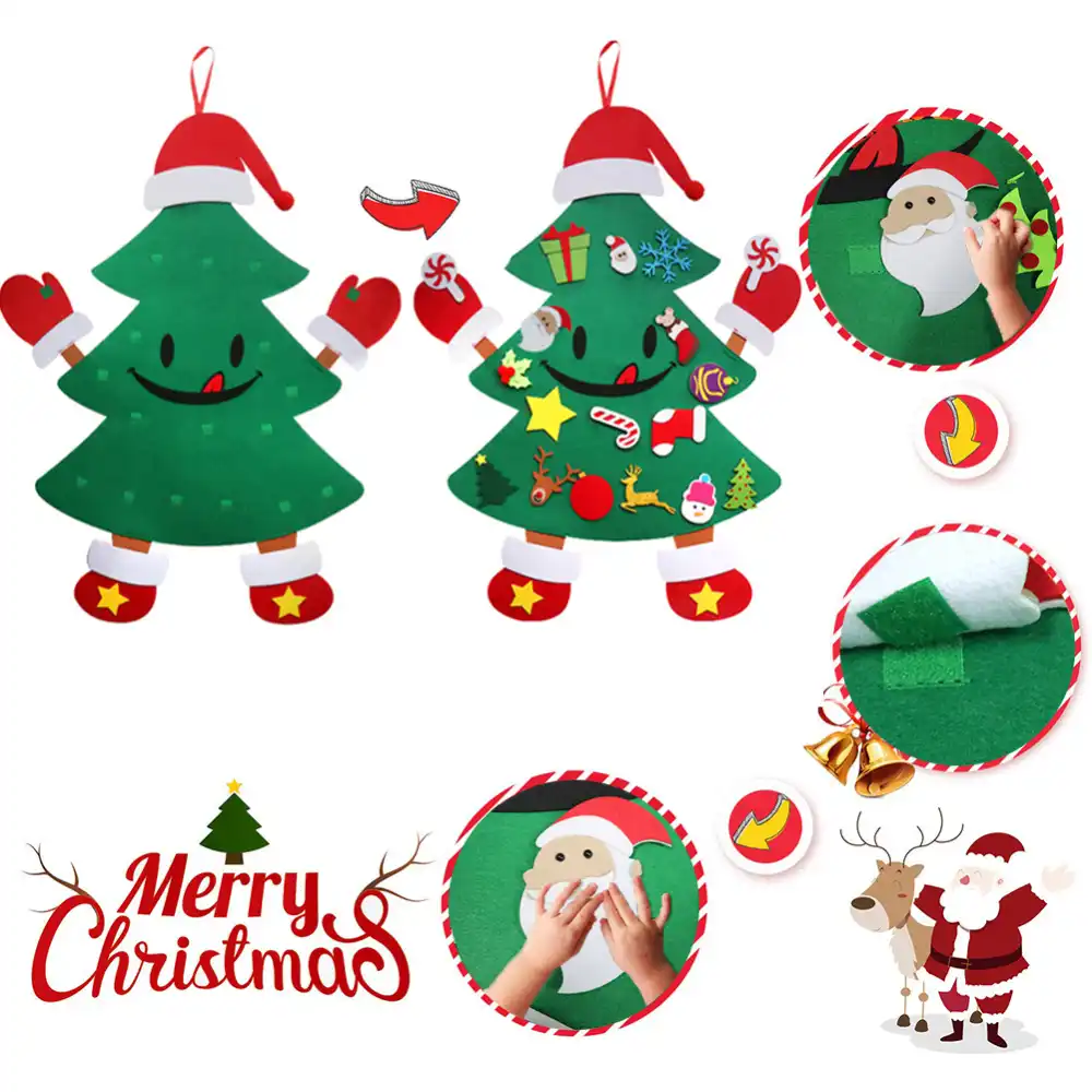 a- 3d diy felt toddler christmas tree new year kids gifts toys