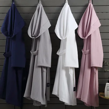 100% Cotton Waffle Cap Hooded Bathrobe Men Women Five-star Hotel Bath Robes Spring Autumn Thin Section Absorbent Dressing Gown
100% Cotton Waffle Cap Hooded Bathrobe Men Women Five-star Hotel Bath Robes Spring Autumn Thin Section Absorbent Dressing Gown