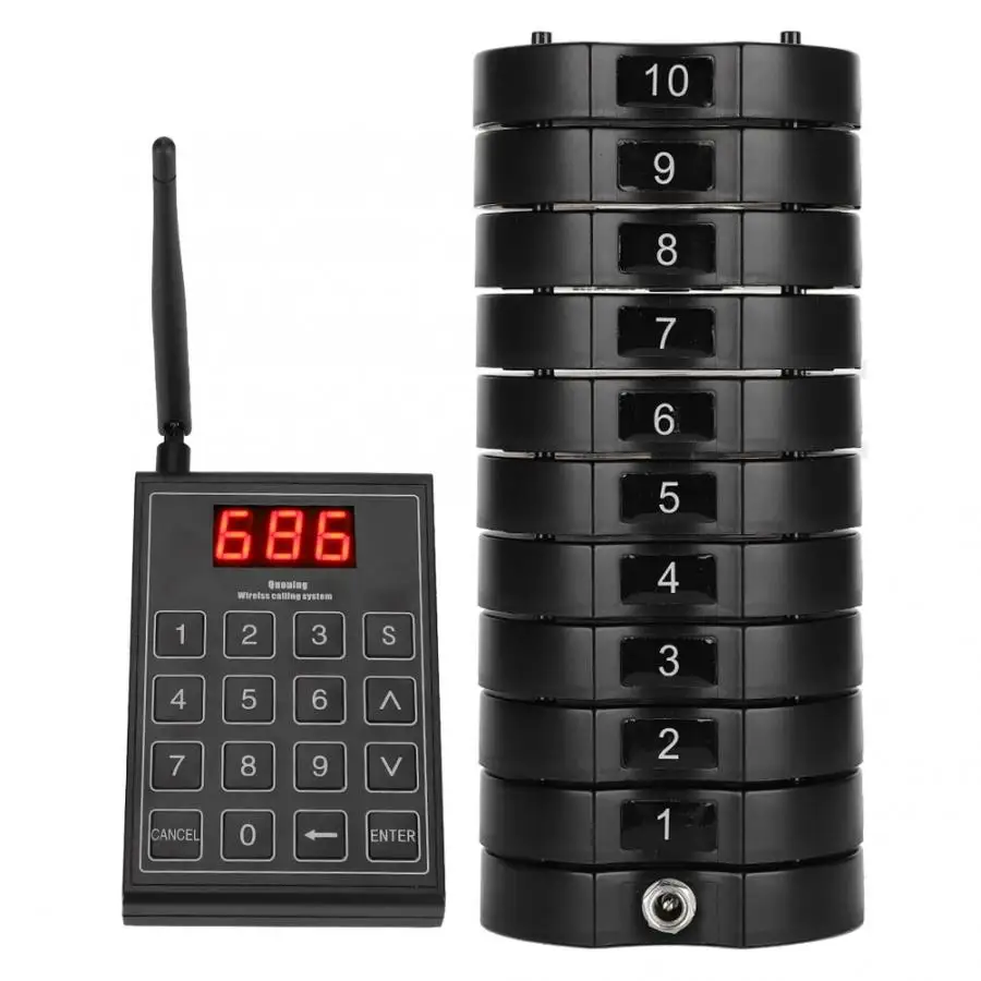 668-S Wireless Restaurant Call Pager 1 to 10 Wireless Guest Pager Guest Paging-Queuing System 315MHZ/433.92MHZ 100-240V
668-S Wireless Restaurant Call Pager 1 to 10 Wireless Guest Pager Guest Paging-Queuing System 315MHZ/433.92MHZ 100-240V