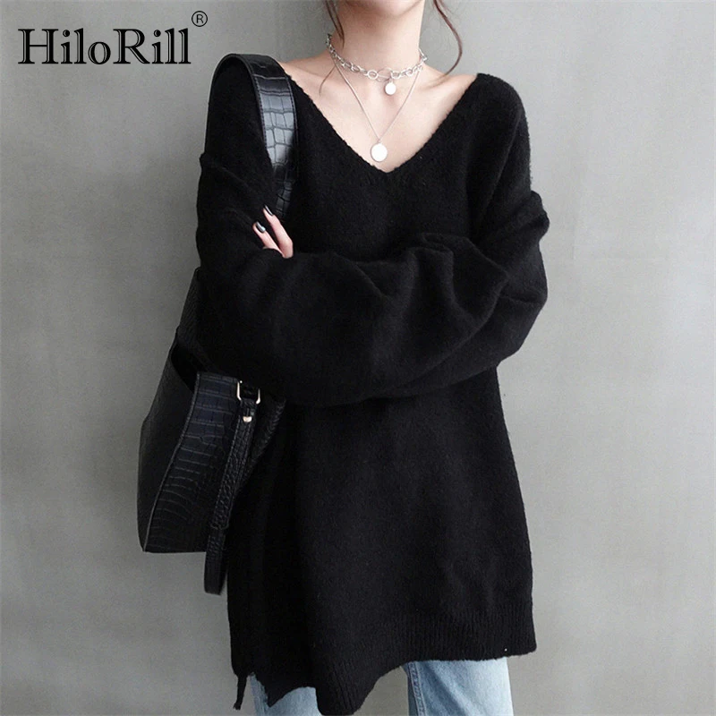 Autumn Winter Sweater Women Loose V Neck Pullovers 2019 Solid Color Casual Knitted Cashmere Long Sweater Tunic Ladies Jumpers
Autumn Winter Sweater Women Loose V Neck Pullovers 2019 Solid Color Casual Knitted Cashmere Long Sweater Tunic Ladies Jumpers
