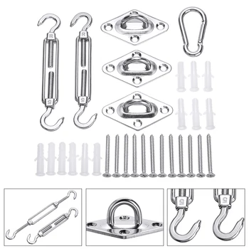 1 Set Sun Shade Sail Canopy Fixing Accessory 304 Stainless Hardware Kit Turnbuckle Pad Eye Carabiner Clip Hook Screws Silver
1 Set Sun Shade Sail Canopy Fixing Accessory 304 Stainless Hardware Kit Turnbuckle Pad Eye Carabiner Clip Hook Screws Silver