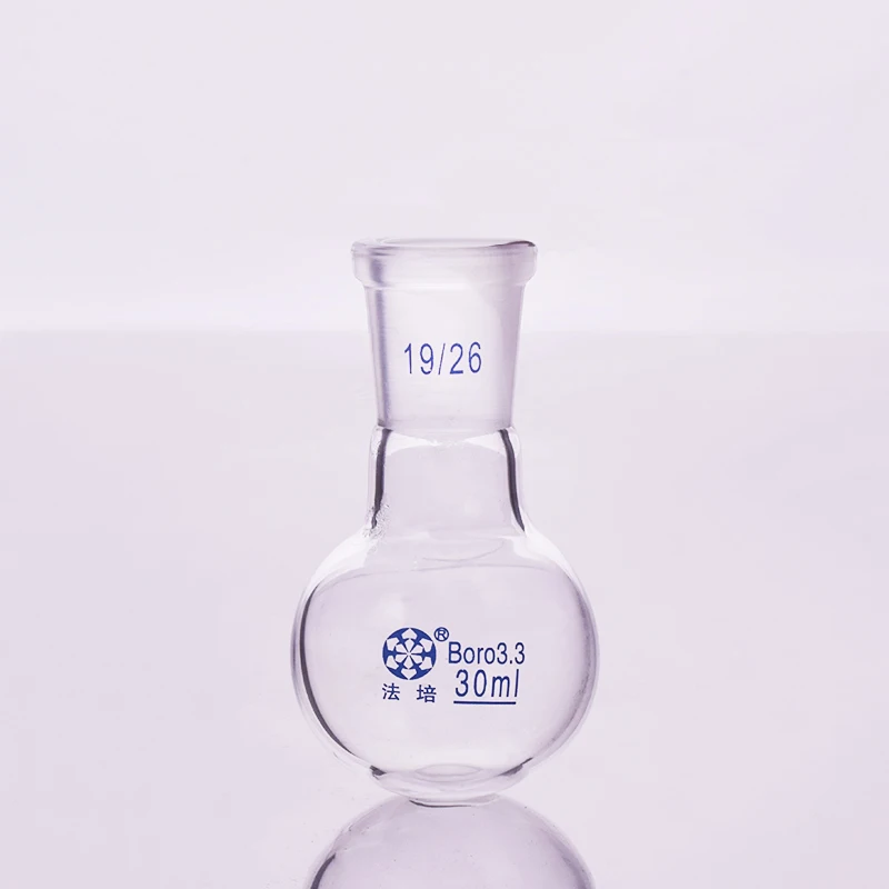 Single standard mouth round-bottomed flask,Capacity 30ml and joint 19/26,Single neck round flask
Single standard mouth round-bottomed flask,Capacity 30ml and joint 19/26,Single neck round flask