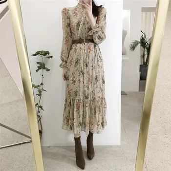 YAMDI Elegant V-neck Floral Vintage Women Midi Vestidos Printed Women Dress Flare Sleeve A-line Female Chiffon Dress 2020 belt
YAMDI Elegant V-neck Floral Vintage Women Midi Vestidos Printed Women Dress Flare Sleeve A-line Female Chiffon Dress 2020 belt