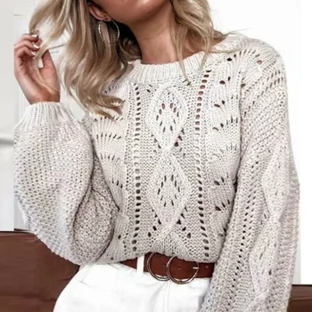 Women Loose Casual Sweaters Autumn Spring Long sleeve Crew collar Fashion Pullover top Crochet Hollow out Solid Knitwear Sweater
Women Loose Casual Sweaters Autumn Spring Long sleeve Crew collar Fashion Pullover top Crochet Hollow out Solid Knitwear Sweater