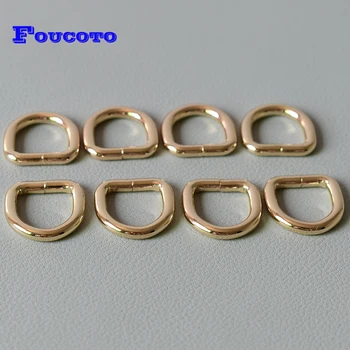 

50 Pcs/Lot D-shaped Buckle Unwelded D ring For 5/8Inch(15mm) Webbing Durable Connect Buckle Flat D Rings Diy Collar -Golden