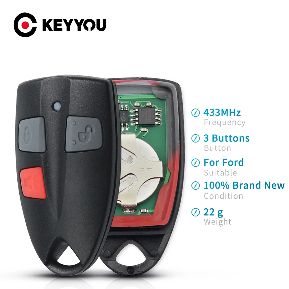 Смарт-ключ KEYYOU для автомобиля Ford, 3 кнопки, 433 МГц 
Смарт-ключ KEYYOU для автомобиля Ford, 3 кнопки, 433 МГц