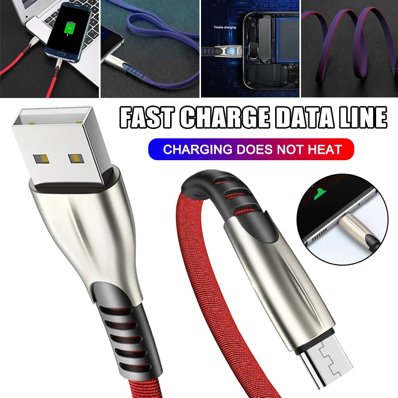 Фото Zinc Alloy Braided Micro USB Type C/Android 5A Fast Charging Charger Cable Cord 1m/2m LSMK99 | Электроника