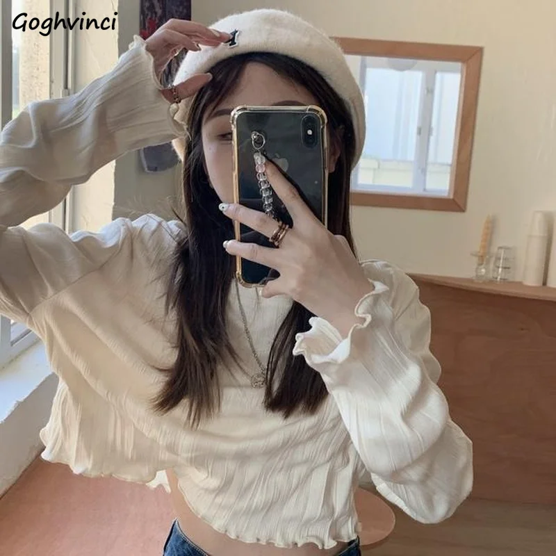 Cropped Blouses Women Ruffles Pure Korean Style Autumn Temperament Cozy All-match Mujer Students Leisure Prevalent Retro Top New
Cropped Blouses Women Ruffles Pure Korean Style Autumn Temperament Cozy All-match Mujer Students Leisure Prevalent Retro Top New